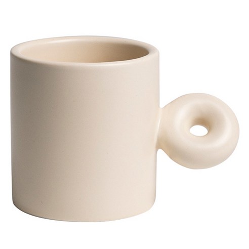 파스텔 링 도넛 카페 머그컵 230ml, 오트밀, 1개