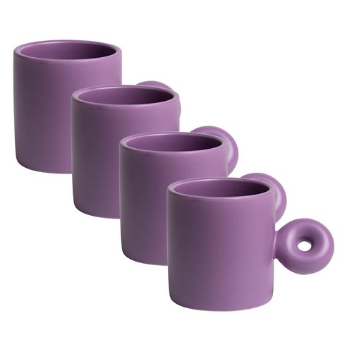 파스텔 링 도넛 카페 머그컵 230ml, 퍼플, 4개