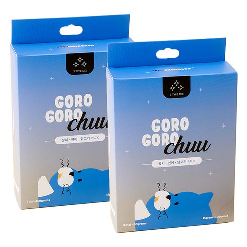gorogoro 고양이 츄 간식, 믹스(치킨/참치/연어), 450g, 2개
