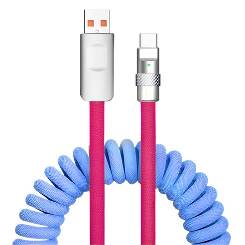아더어스 스프링 팝 아이폰 고속충전 A타입-C타입 케이블, 65cm, 블루, 1개