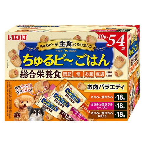 이나바 강아지 츄르비 고항 버라이어티 간식 54p QDS-176, 혼합맛(닭가슴살/소고기), 540g, 1개