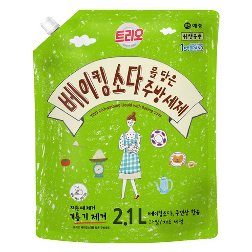 트리오 베이킹소다를 담은 주방세제 라임향, 2.1L, 1개