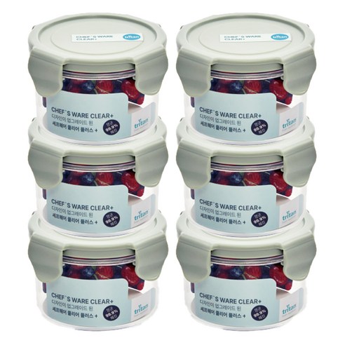셰프웨어 클리어플러스 밀폐용기 원형, 6개, 300ml
