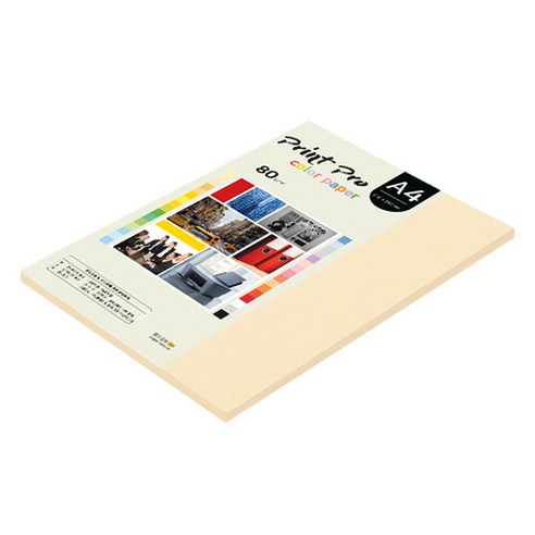 종이문화 프린트 프로 얇은 칼라복사지 No 2 아이보리 80g, A4, 62개