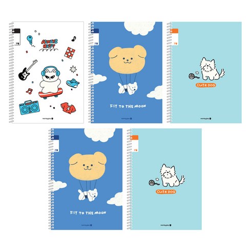 모닝글로리 채움노트 초등 스프링 노트 3-6 무제 21줄 3종 + 랜덤발송 2p 세트 A, 락스타고양이 + 날아라강아지 + 큐트독, 1세트