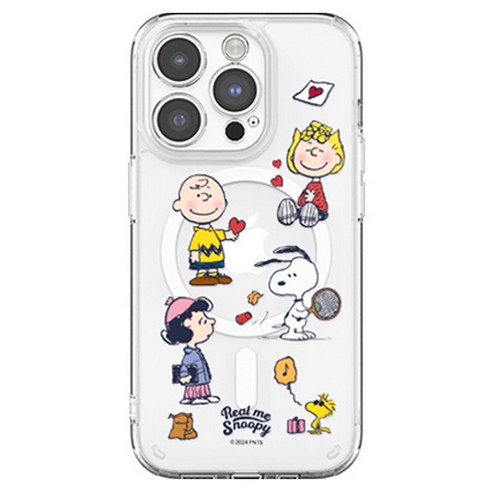 피너츠 스누피 리얼미 렌즈가드 맥세이프 휴대폰 케이스 리얼미 ver 1 해피 위캔드, 색상, 아이폰 15 Pro, 적용모델 섬네일