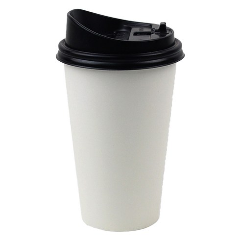 아이엔피 화이트무지 종이컵 355ml + 롱개폐 뚜껑 세트, 50개입, 1세트