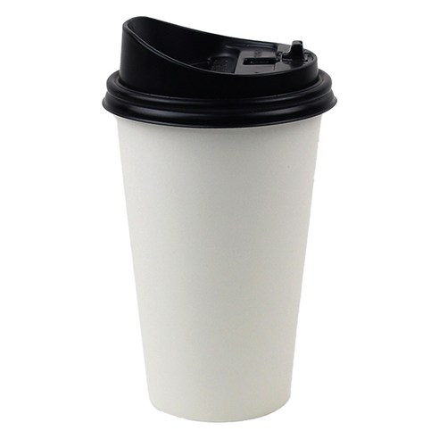 아이엔피 화이트무지 종이컵 473ml + 롱개폐 뚜껑 세트, 50개입, 1세트
