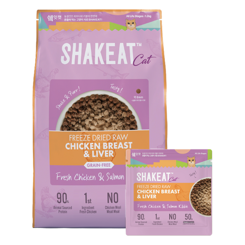 쉨잇 전연령 캣 동결건조 프레시 치킨&살몬 키블 건식사료 24p, 닭+닭간, 1.2kg, 1개