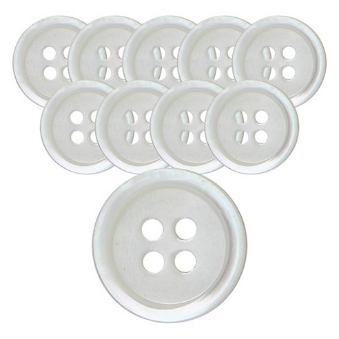 동대문단추왕 고급 리얼 자개 일반테 단추 10mm, TR 화이트, 10개