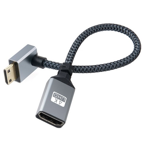컴스 HDMI F to Mini HDMI M 4K 60Hz UHD 20cm 꺾임형 변환 케이블 젠더 IH691, 1개