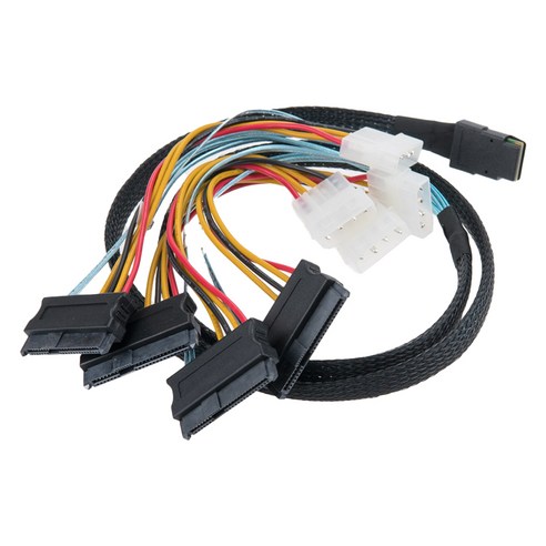 컴스 SFF-8087 / SFF-8482 x 4 + IDE 4P Mini SAS to SAS 4분배 케이블 BD144, 1개