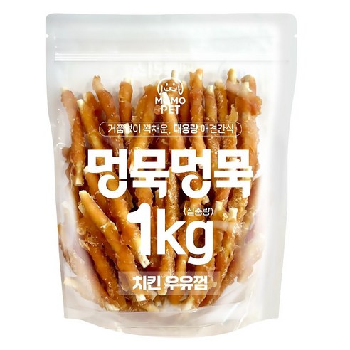 멍묵멍묵 강아지 사사미 육포 대용량 간식, 치킨우유껌, 1kg, 1개