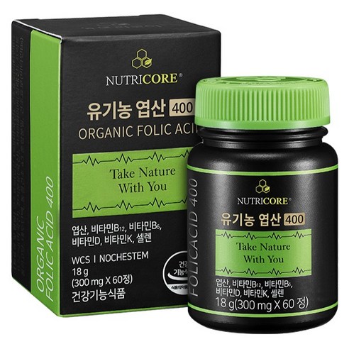 뉴트리코어 유기농 엽산 400 60정, 1개 맛있게 먹은 솔직 후기 - 상품 이미지 1