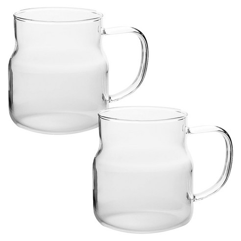 아메리칸로드 심플 손잡이 다용도 유리컵 600ml HR067, 투명, 2개