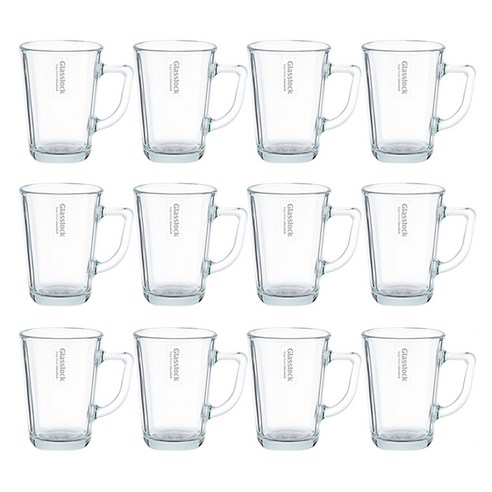 글라스락 홈카페 내열강화 유리 머그 260ml, 투명, 12개