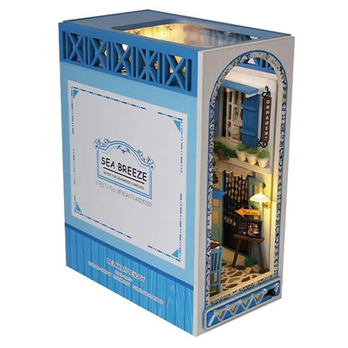 마메 DIY 책꽂이 미니어처 세트, DF-008 유럽의 푸드코트, 1세트