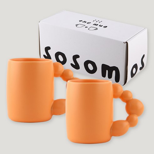 소소모소 진주 머그컵 380ml, 오렌지, 2개