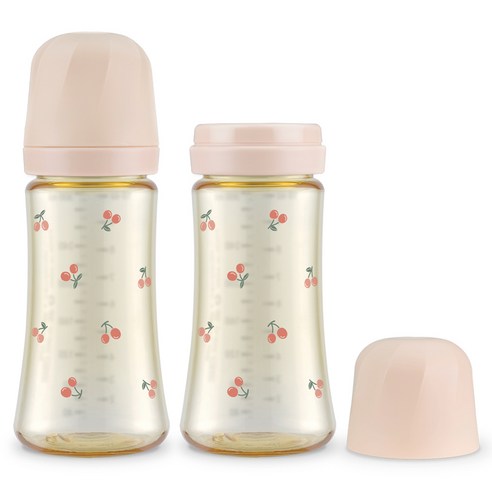 그로미미 유아용 PPSU 체리쉬 젖병, 스윗피치, 300ml, 2개