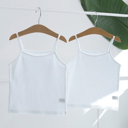 메이키즈 여아용 무형광 순면 끈런닝 2p