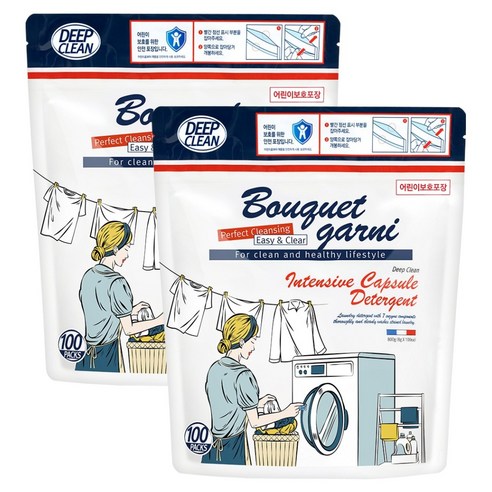 부케가르니 딥 클린 초고농축 캡슐 세제 로즈향, 100개입, 2개