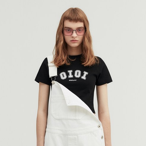 5252 BY OiOi 女款SIGNATURE CROP T-SHIRTS OI1C2OTS21, 黑色- T恤 酷澎