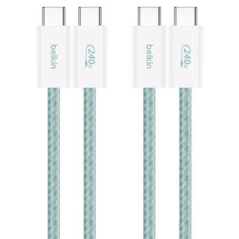 벨킨 C타입-C타입 USB 부스트차지 브레이디드 240W 고속 충전 케이블 CAB019, 그린(CAB019qc05GR2PK), 1개, 1.5m