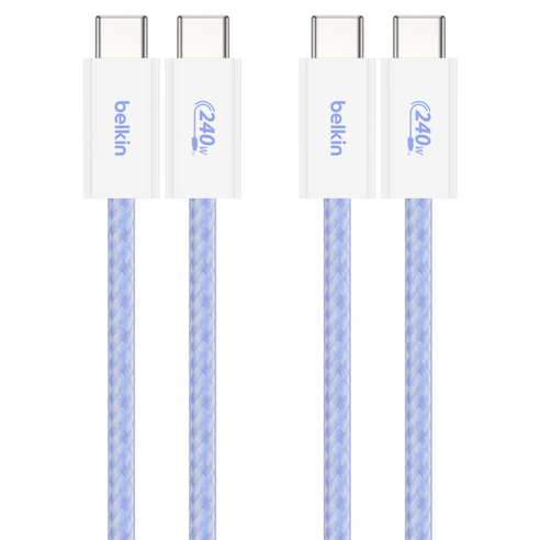 벨킨 C타입-C타입 USB 부스트차지 브레이디드 240W 고속 충전 케이블 CAB019, 블루(CAB019qc05BL2PK), 1개, 1.5m