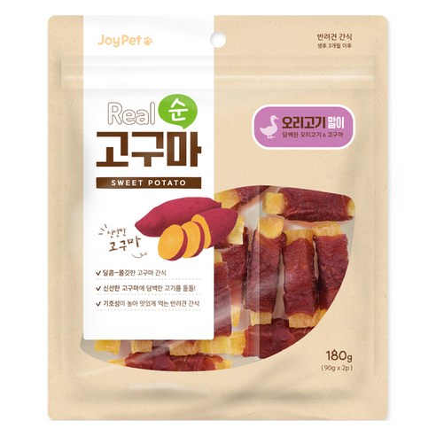 조이펫 강아지 리얼 순 간식, 혼합맛(고구마/오리고기), 180g, 1개