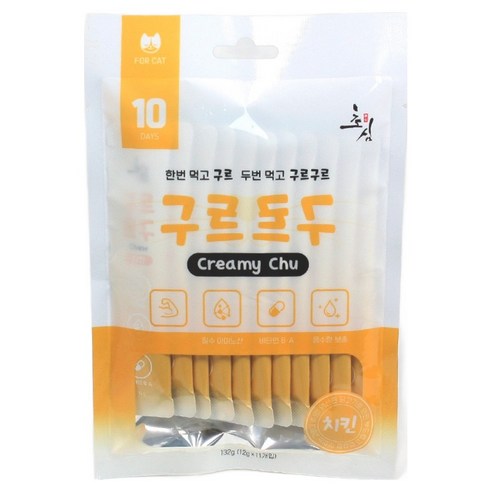 초심 고양이 구르구르 크리미츄 짜먹는 간식 11p, 치킨, 132g, 1개