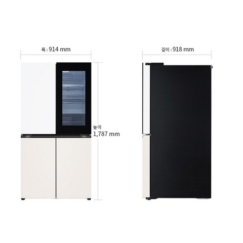 [색상선택형] LG전자 오브제 870L 양문형 디오스 냉장고 메탈 방문설치 이미지 3