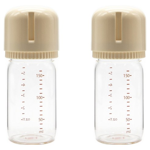 요한손베비스 유아용 안심유리 젖병 트윈팩, 2개, 바닐라, 160ml