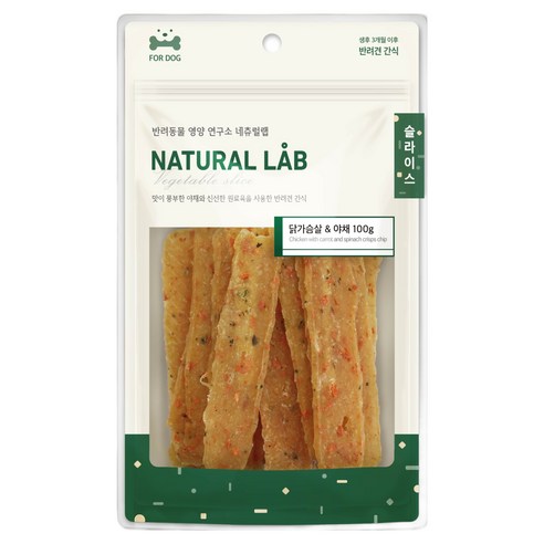 네츄럴랩 강아지 슬라이스 간식, 혼합맛(닭가슴살/야채), 100g, 1개