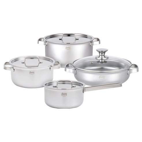 스테니 인덕션 무연마제 통5중 스테인리스 냄비세트 4개