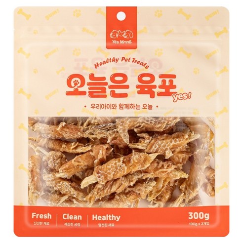 예스몽 강아지 오늘은 육포 간식, 1개, 300g, 닭가슴살말이황태