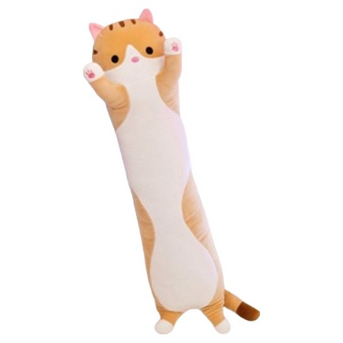 다다랜드 고양이 포근 바디필로우 대형 롱 인형, 브라운