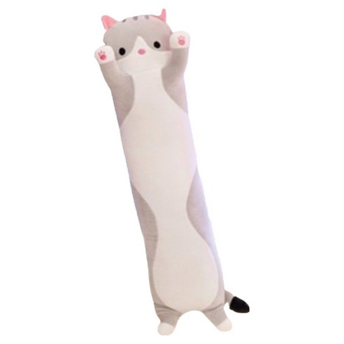 다다랜드 고양이 포근 바디필로우 대형 롱 인형, 그레이