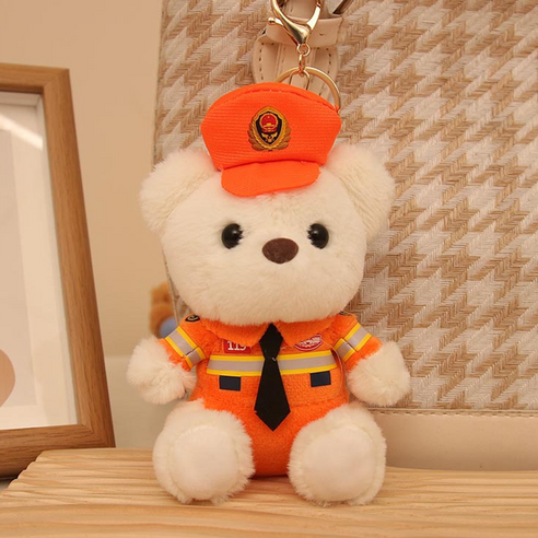 타이디홈 힐링 애착인형, 소방 곰돌이, 1개, 15cm