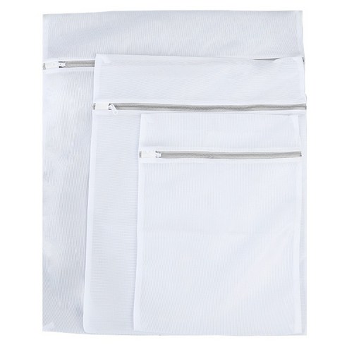 생활업글연구소 매쉬 사각 속옷 세탁망 대 50 x 60 cm + 중 40 x 50 cm + 소 30 x 40 cm 세트, 화이트 + 그레이, 1세트