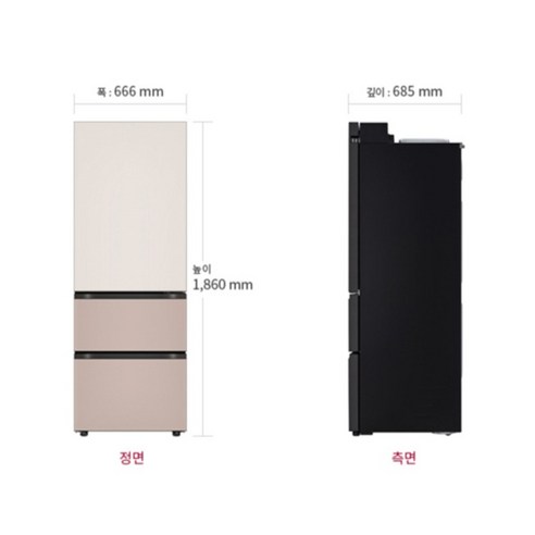 LG전자 오브제컬렉션 324L 3도어 스탠드형 김치냉장고 디오스 김치톡톡 Fit & Max 방문설치 이미지 3