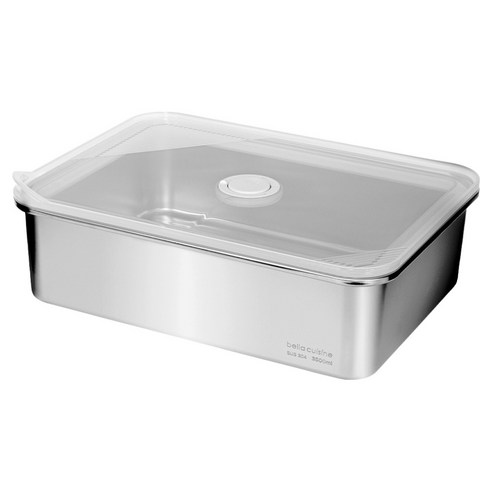 벨라쿠진 스텐 직사각 밀폐용기 냉장 냉동 반찬통 밧드, 1개, 3500ml