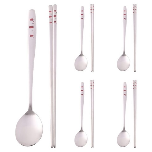 한일스텐레스 스텐 5인 수저세트, 작은숲 레드, 숟가락 5p + 젓가락 5p, 1세트
