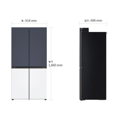 [색상선택형] LG전자 디오스 오브제컬렉션 613L 상냉장 하냉동 메탈 4도어 냉장고 Fit & Max 방문설치 이미지 3