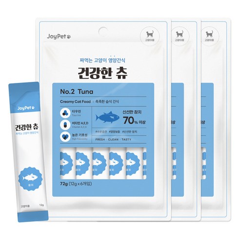 조이펫 고양이 건강한 츄 간식 6p, 참치, 72g, 3개