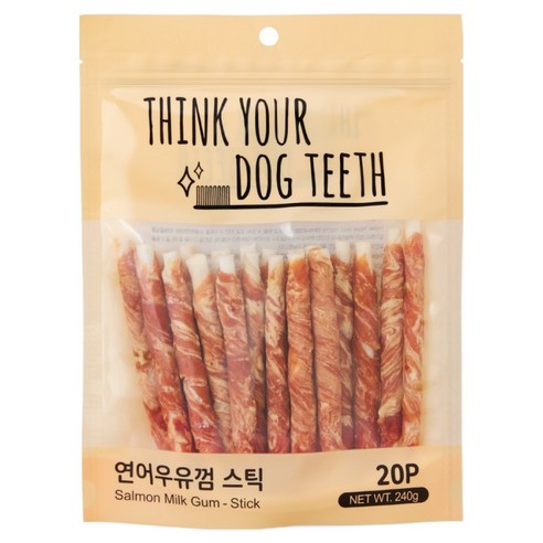 띵크유어도그티 강아지 딩고껌 스틱형 20P, 혼합맛(연어/우유), 240g, 1개