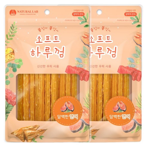네츄럴랩 강아지 소프트 하루껌 간식, 연어 맛, 85g, 2개