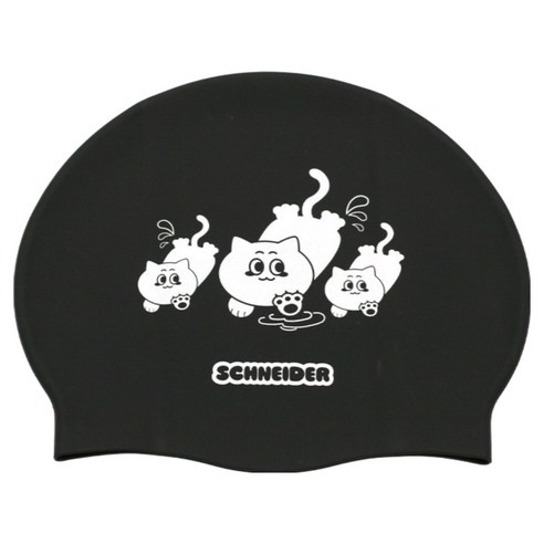 SCHNEIDER 일러스트 실리콘 수영모자 SNS-XC04K, 블랙_SNS-XC04K, 1개