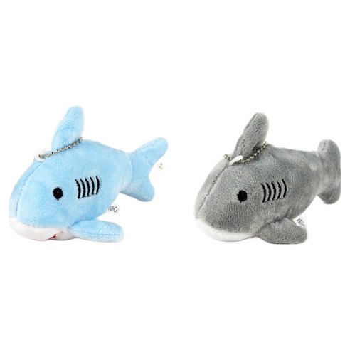 아이끌레 베이비상어 봉제인형 키링 2종 세트, 10cm, 그레이, 블루, 1세트