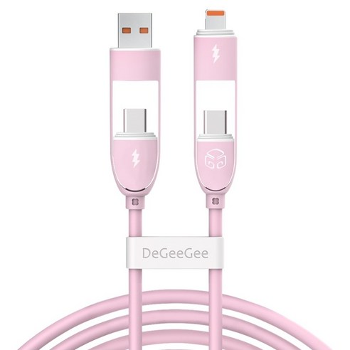 디지지 크레용 LED 60W 4IN1 초고속 멀티 충전 케이블, 1개, 베이비핑크, 0.7m