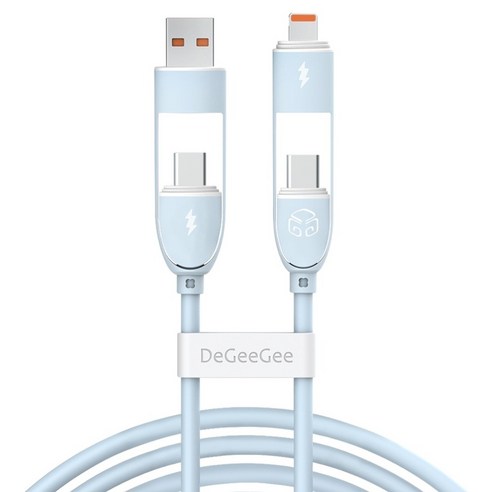 디지지 크레용 LED 60W 4IN1 초고속 멀티 충전 케이블, 1개, 스카이블루, 0.7m